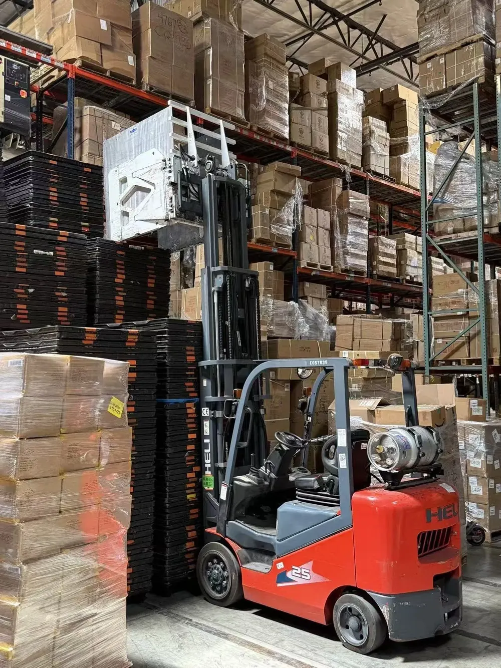Forklift and warehouse racking operation